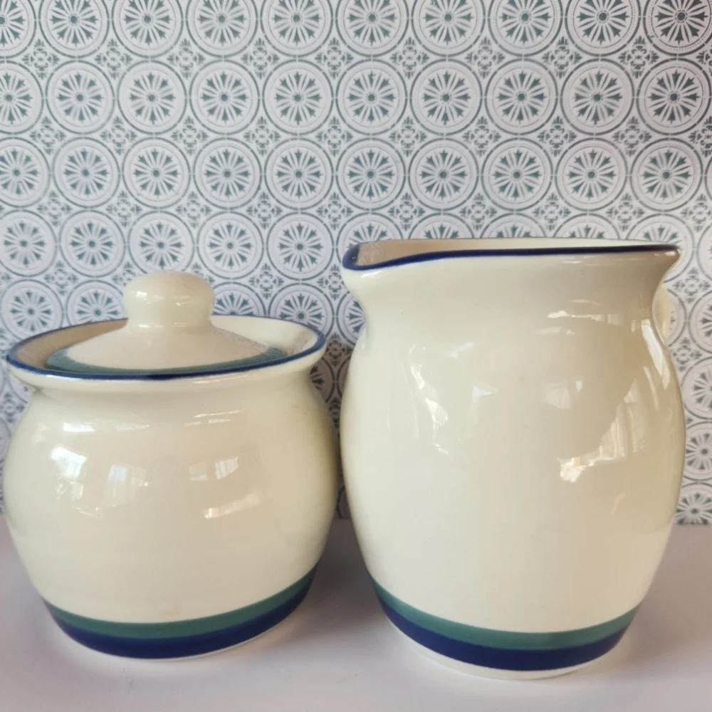 Pfaltzgraff Northwinds Creamer Pitcher and Sugar Bowl With Lid